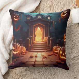 Coussin Halloween Citrouille brillant