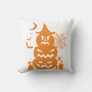 Coussin Halloween Citrouille empilé réversible