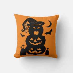 Coussin Halloween Citrouille empilé réversible