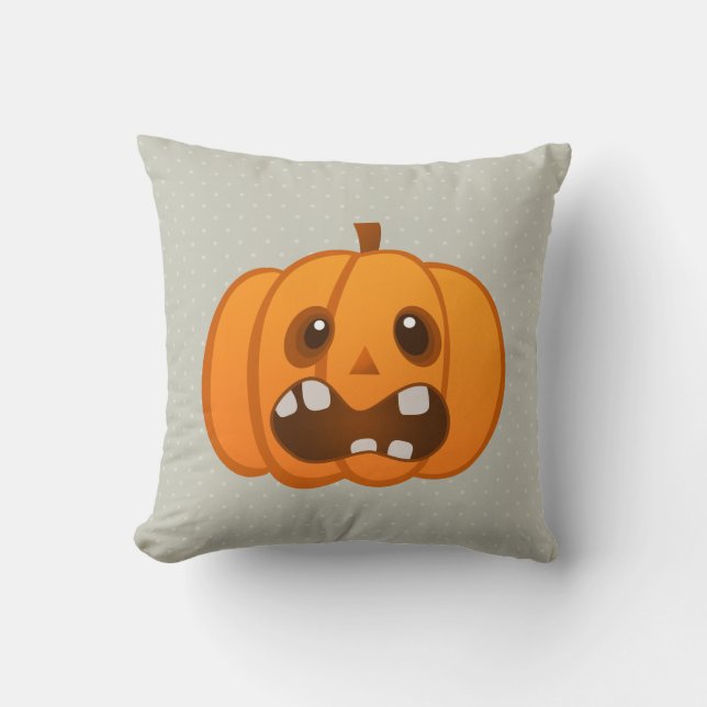 Coussin Halloween Citrouille orange Jack-o'lanterne (Recto)