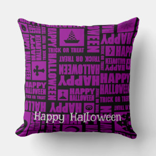 Coussin Halloween Cool Whimsical Personnalisé Funny Purple