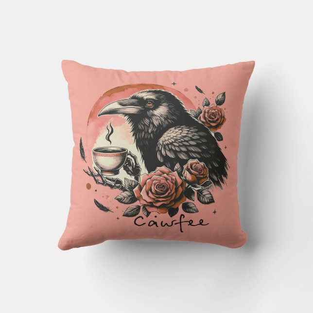 Coussin Halloween Corbeau café Rose rose orange (Verso)