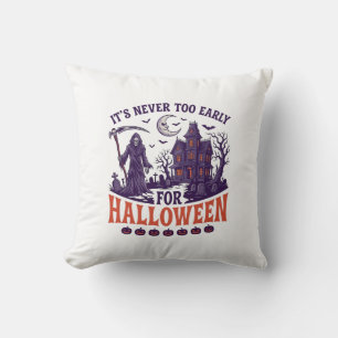 Coussin Halloween de la Faucheuse Maison Hantée Jamais Tro