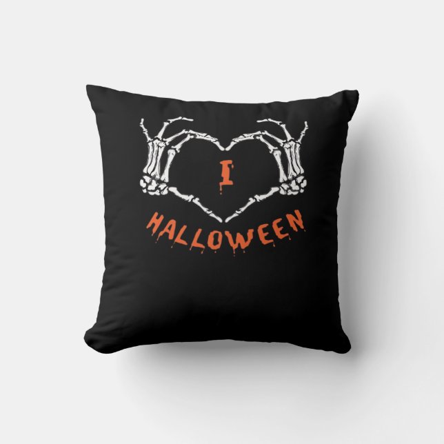 Coussin Halloween de Slogan. Geste Cardiaque En Squelette (Recto)
