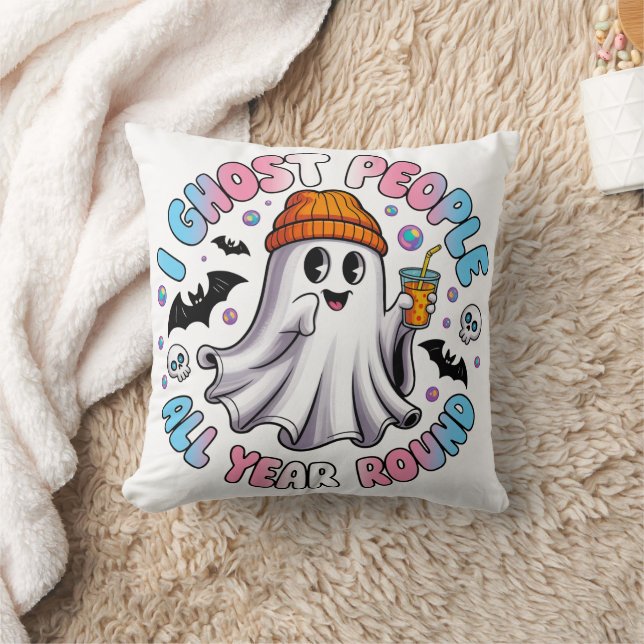 Coussin Halloween drôle transgenre - Je Ghost People (Couverture)