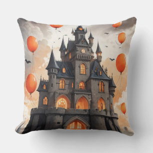 Coussin Halloween éffrayant château jack'o'lantern