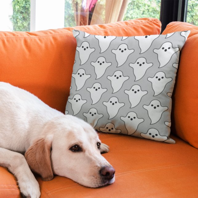 Coussin Halloween éffrayant noir et blanc Motif fantôme (Créateur téléchargé)