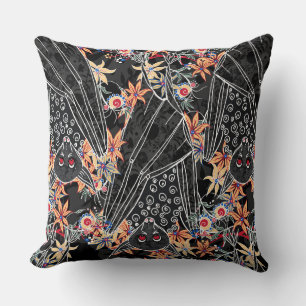 Coussin Halloween élégant Chauves-souris opulentes sur fon