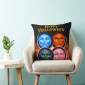 Coussin Halloween elemental moon faces, Gothic fantasy squ (Chaise)