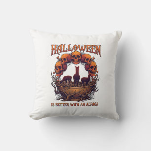 Coussin Halloween Est Meilleur Alpaga Crânes Orange Araign