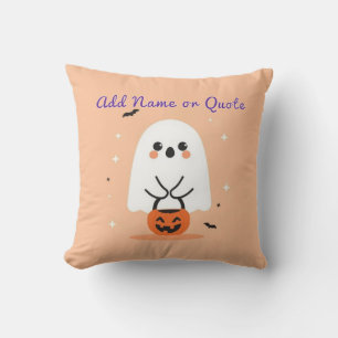 Coussin Halloween Ghost mignon - Texte modifiable