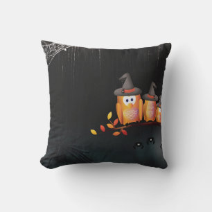 Coussin Halloween gothique vintage Gros oiseau de Chouette