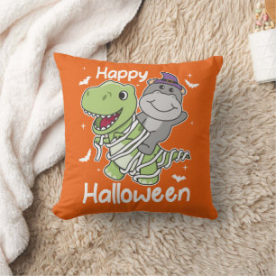 Coussin Halloween Halloween heureux T-rex costume maman