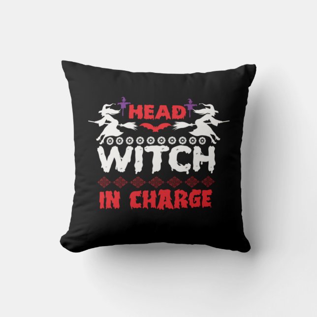 Coussin Halloween Head Witch En Charge Anniversaire (Recto)