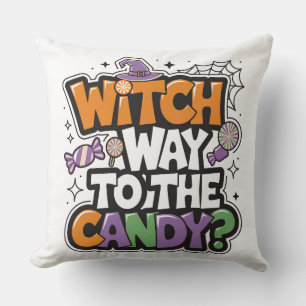 Coussin Halloween Jetez l'oreiller - Sorcière jusqu'au bon