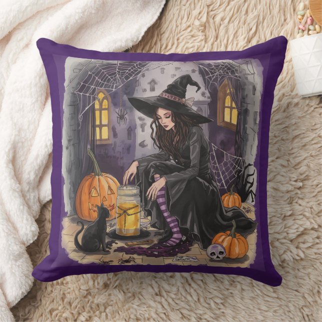 Coussin Halloween, La Sorcière, Sa Potion, et la Minuit (Couverture)