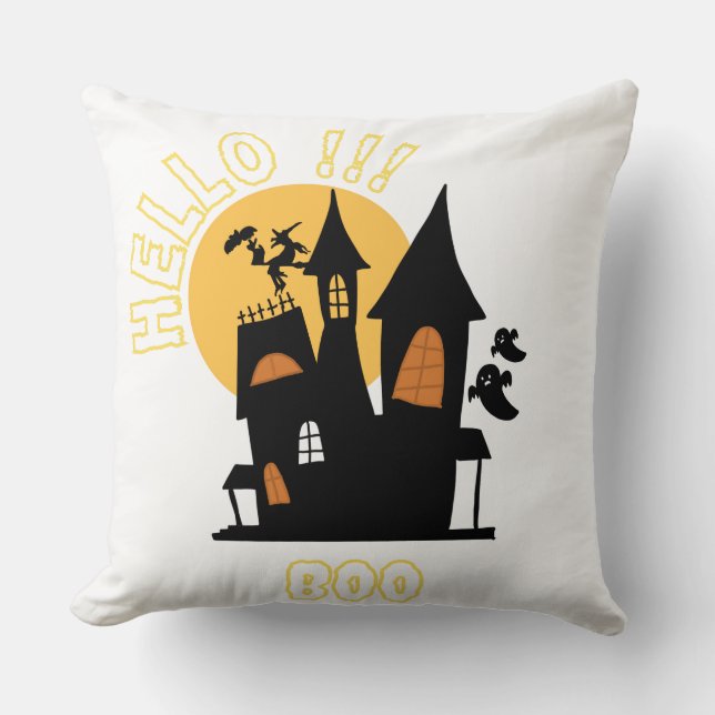 Coussin Halloween Maison hantée boo t-shart (Recto)