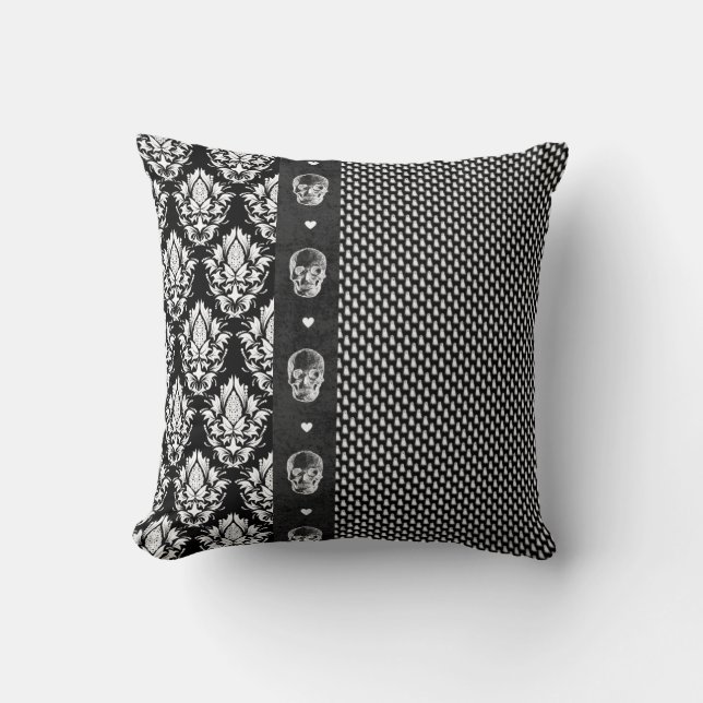 Coussin Halloween noir et blanc gothique  (Recto)