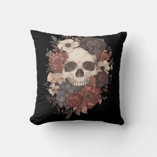 Coussin Halloween rétro vintage crâne de sucre décoratif