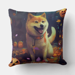 Coussin Halloween Shiba Inu Avec La Peur Citrouille