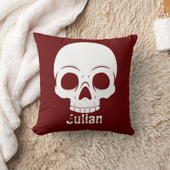 Coussin Halloween simple Crâne de jour Nom Éffrayant (Couverture)