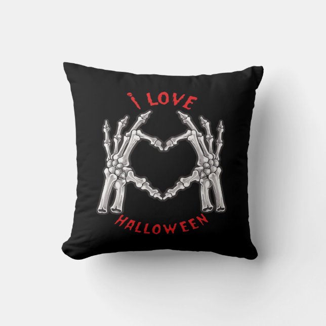 Coussin Halloween Skeletal Mains Coeur drôle Dire (Recto)