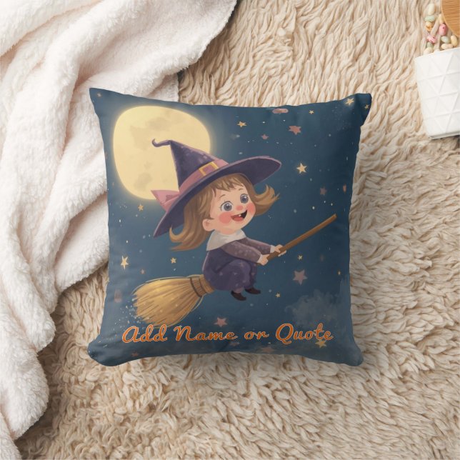 Coussin Halloween sorcière mignonne - Texte modifi (Couverture)