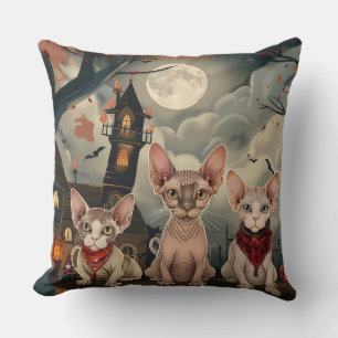 Coussin Halloween sphynx chats Éffrayant