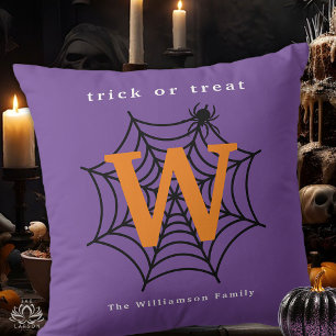 Coussin Halloween Spider Web Trump ou Treat Monogram