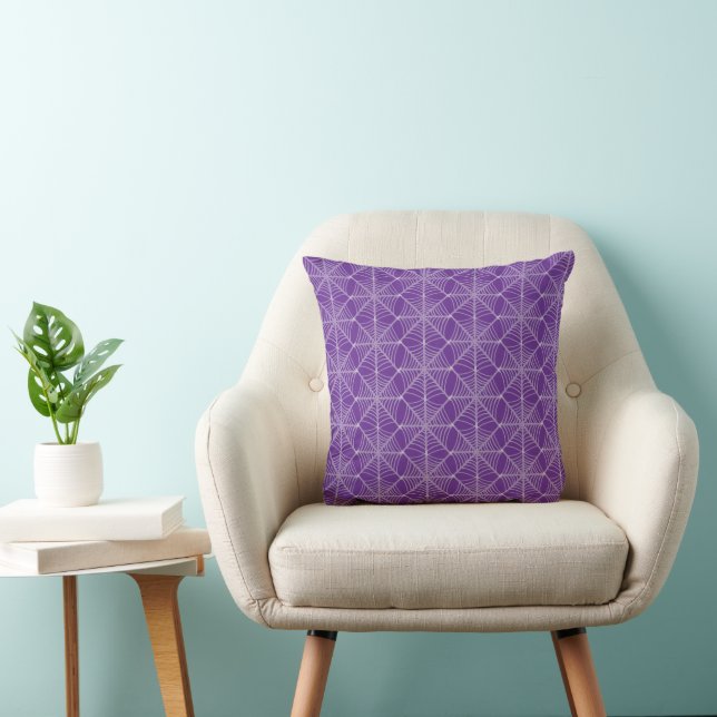 Coussin Halloween Spider Webs en violet et blanc (Chaise)