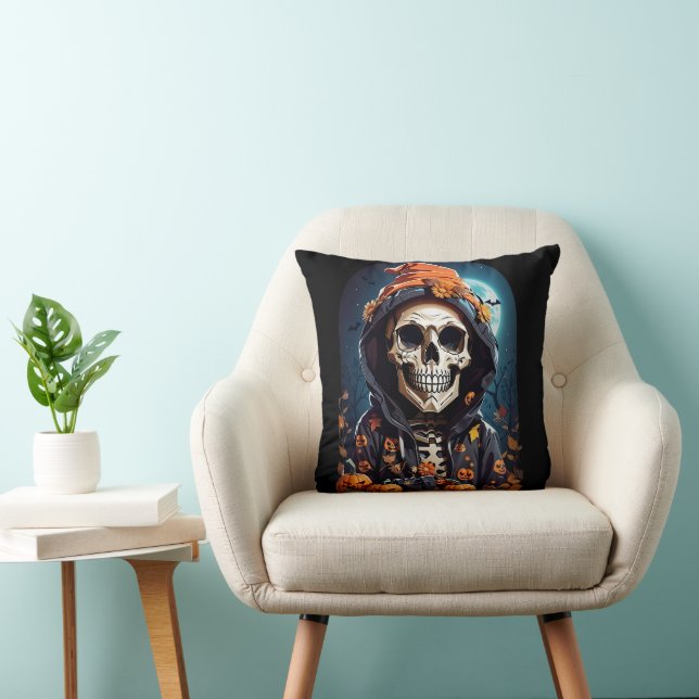 Coussin Halloween squelette déplaisant (Chaise)