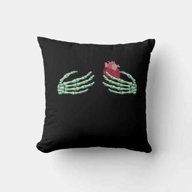 Coussin Halloween Squelette Mains Avec Coeur Classique (Recto)