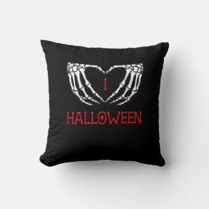 Coussin Halloween Squelette Mains Formant Coeur Gothique