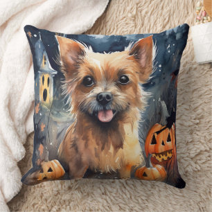 Coussin Halloween Terrier Australien Avec Peur Citrouille