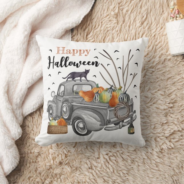 Coussin Halloween Vintage moderne Joyeux Camion (Couverture)