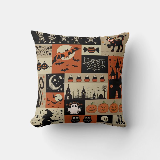 Coussin Halloween vintage, nostalgie d'Halloween (Recto)