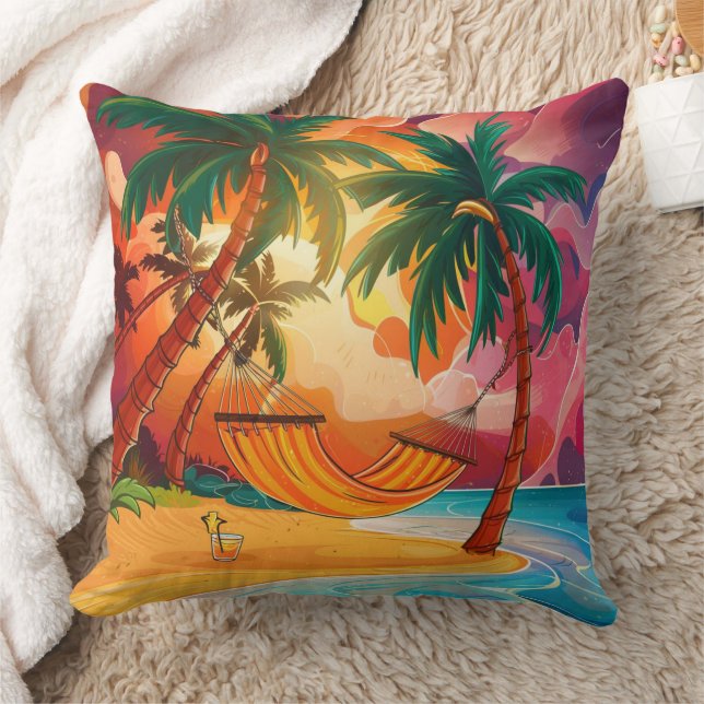 Coussin Hamac sur une île tropicale (Couverture)