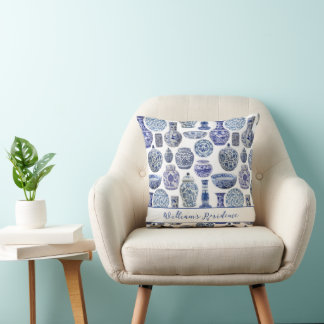 Coussin Hamptons Chinoiserie Ginger Jars Patternes