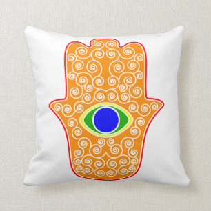 Coussin Hamsa-Main d'arc-en-ciel de Miriam-Main de
