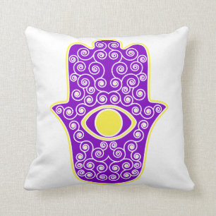 Coussin Hamsa-Main pourpre jaune de Miriam-Main de Fatima
