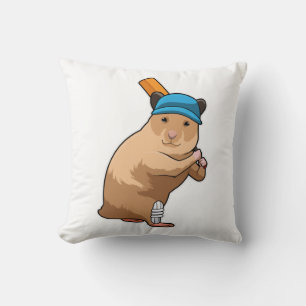 Coussin Hamster au cricket avec chauve-souris de cricket