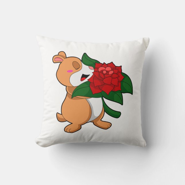 Coussin Hamster avec fleur rose (Recto)