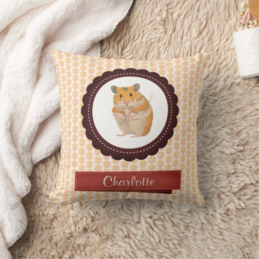 Coussin Hamster de filles rouges et roses (Couverture)
