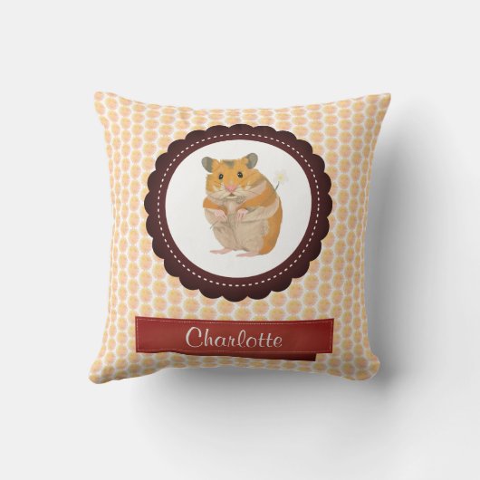 Coussin Hamster de filles rouges et roses (Verso)