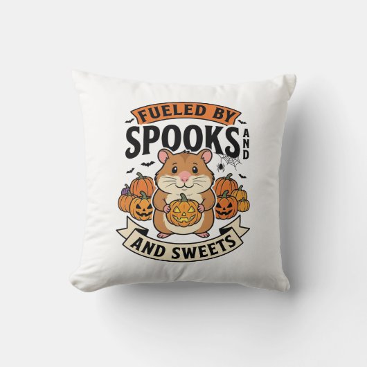 Coussin Hamster d'Halloween Alimenté par les Fantômes Drôl (Recto)