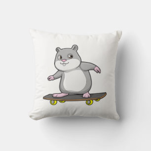 Coussin Hamster en patinage avec skateboard