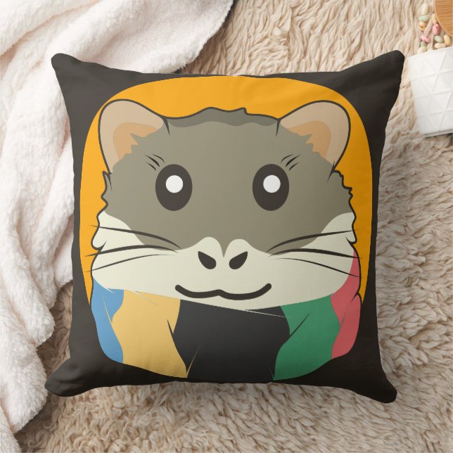 Coussin Hamster 🐹 l'animal coquin avec un foulard rayé (Couverture)