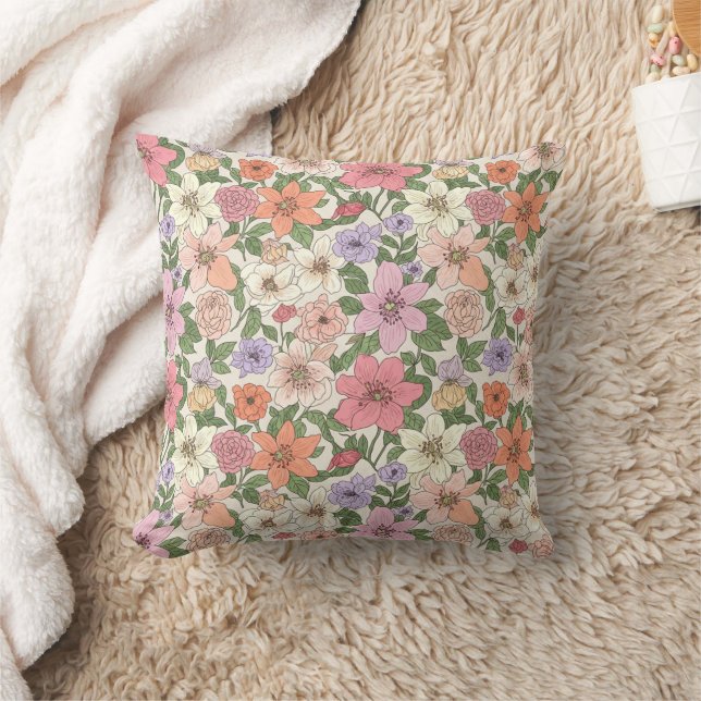 Coussin Hand-Drawn Bible Flowers Pattern (Couverture)