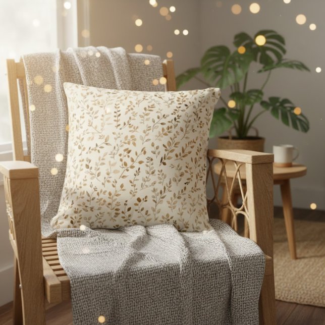 Coussin Hand Drawn Boho Leaf Pattern (Créateur téléchargé)