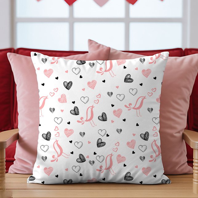 Coussin Hand Drawn Hearts Pillow Romantic Love Gift Design (Hand Drawn Hearts Pillow Romantic Love Gift Design

)